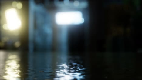 city streets in the rain at night