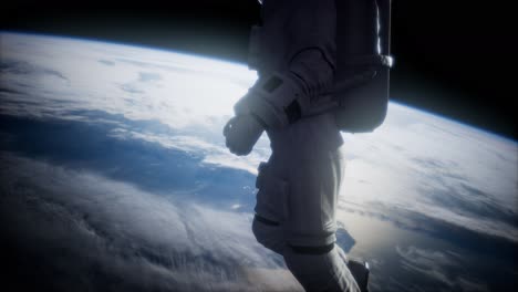 Astronauta-En-El-Espacio-Ultraterrestre-Contra-El-Telón-De-Fondo-Del-Planeta-Tierra