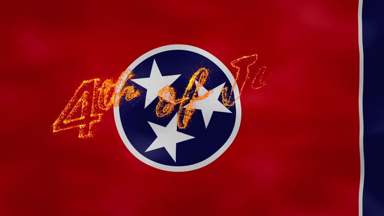 테네시 발의 배경은 7월 4일 화재 글자, 루프입니다.