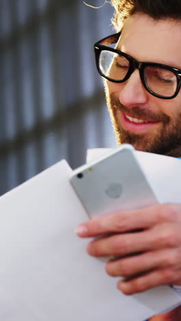 business executives looking at document