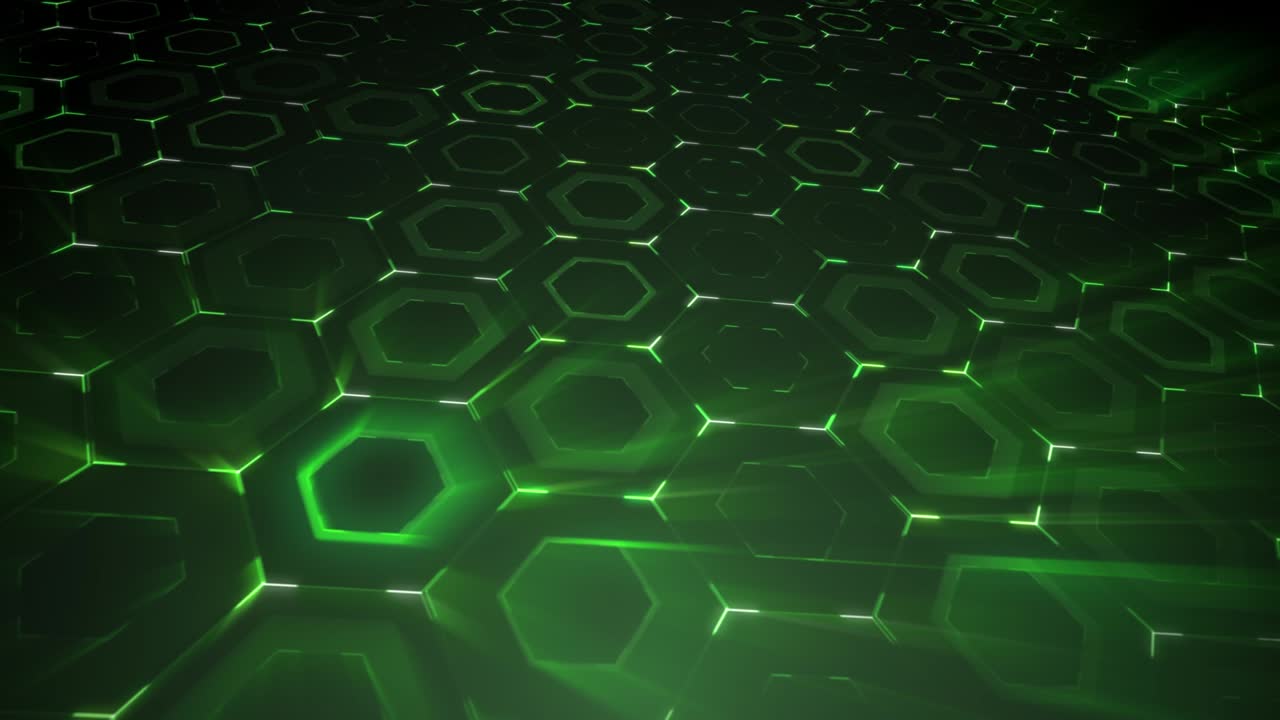 Cyberspace surface with hexagonal pattern. A wonderful green background with filters of light.