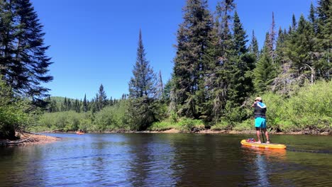 stand up paddleboarding on a calm river