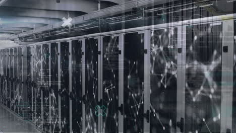 animation of network of connections and data processing over computer servers