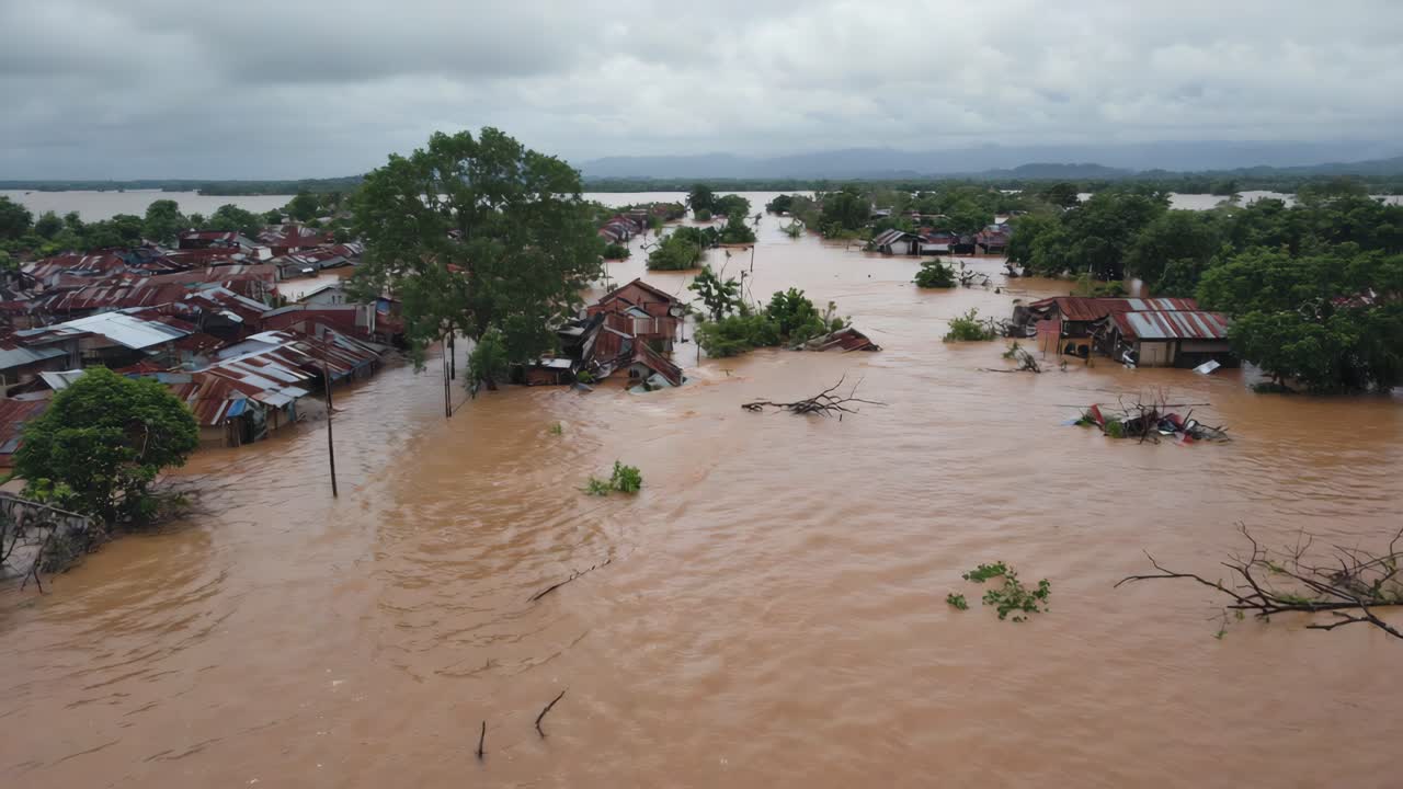 Flooded Village after Heavy Rainfall