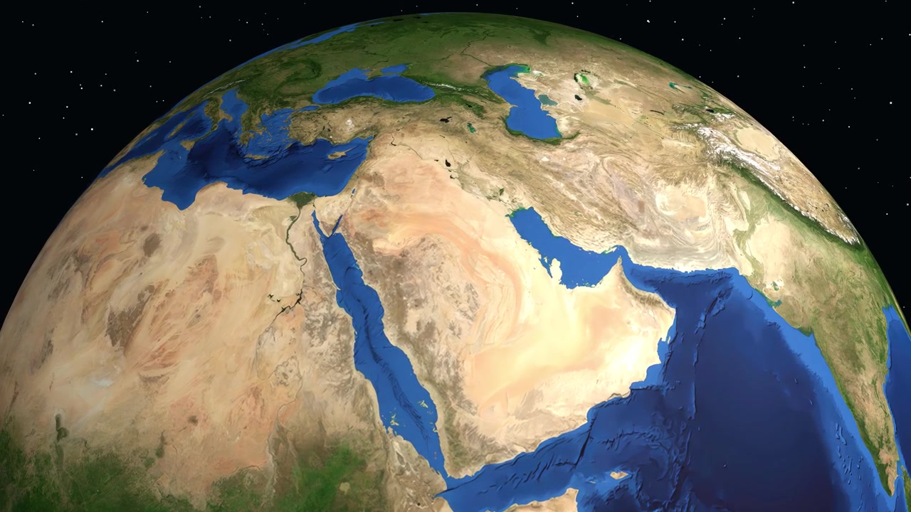 Dijital bir küre dönerek Suudi Arabistan'ın Buraidah şehrine bir konum iğnesiyle yakınlaşıyor.