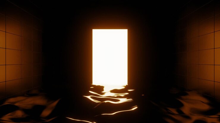 A Glowing Doorway in a Dark Room