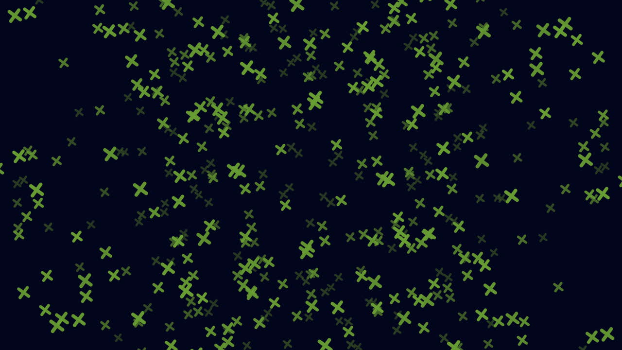 Symmetrical green crosses on black background form intricate pattern
