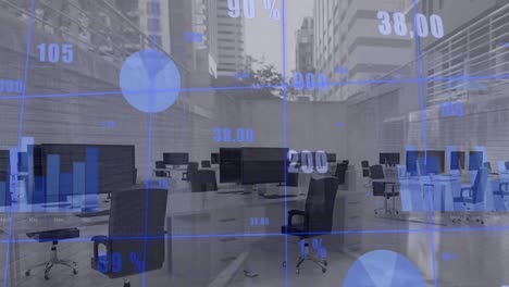 animación de las estadísticas y procesamiento de datos financieros en la oficina