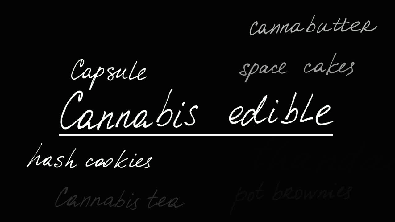 Cannabis edible. Animation on marijuana