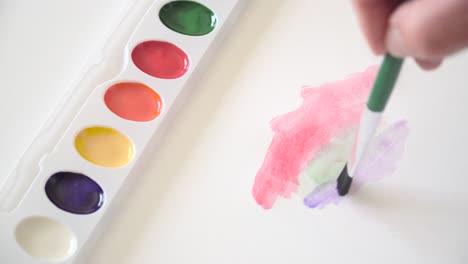 painter using multi color palette to create a paining