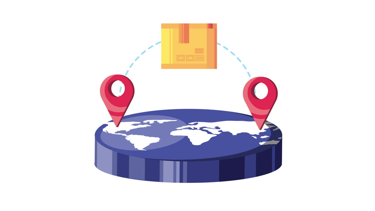 배달 서비스 상자 및 지구 행성 애니메이션