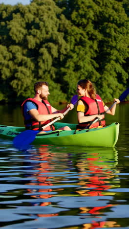 couple kayaking on a lake
