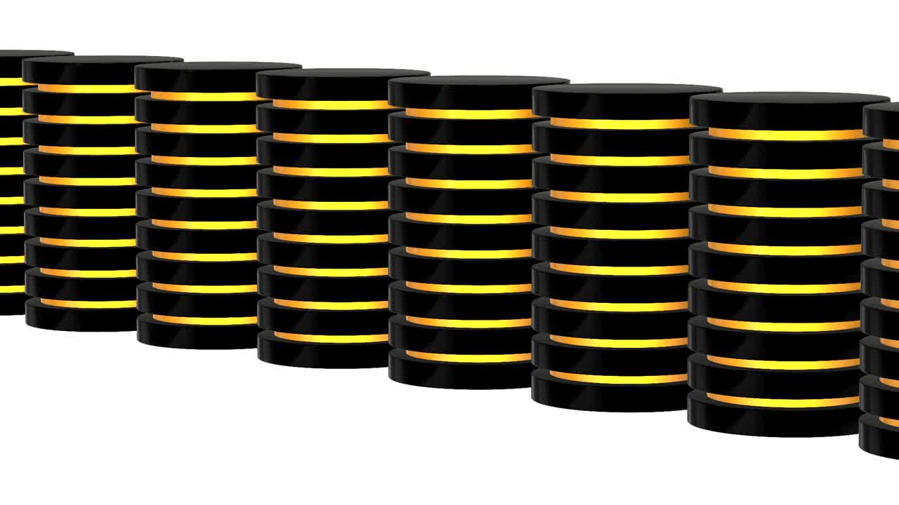 미래의 서버 하드 디스크와 데이터베이스 블록 또는 배터리 셀 웹 호스팅 또는 클라우드 컴퓨팅 개념