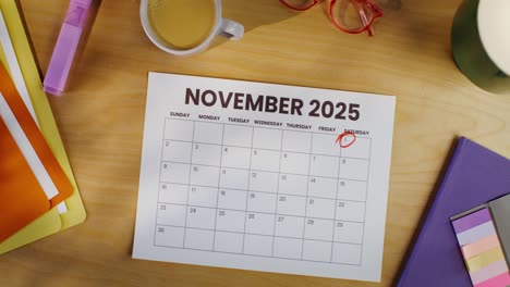 marking november 2025 calendar