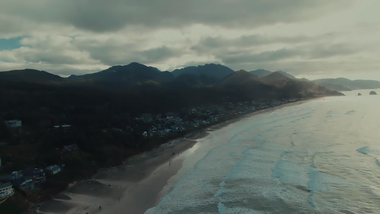 4k Aerial North West coast Pacific ocean
