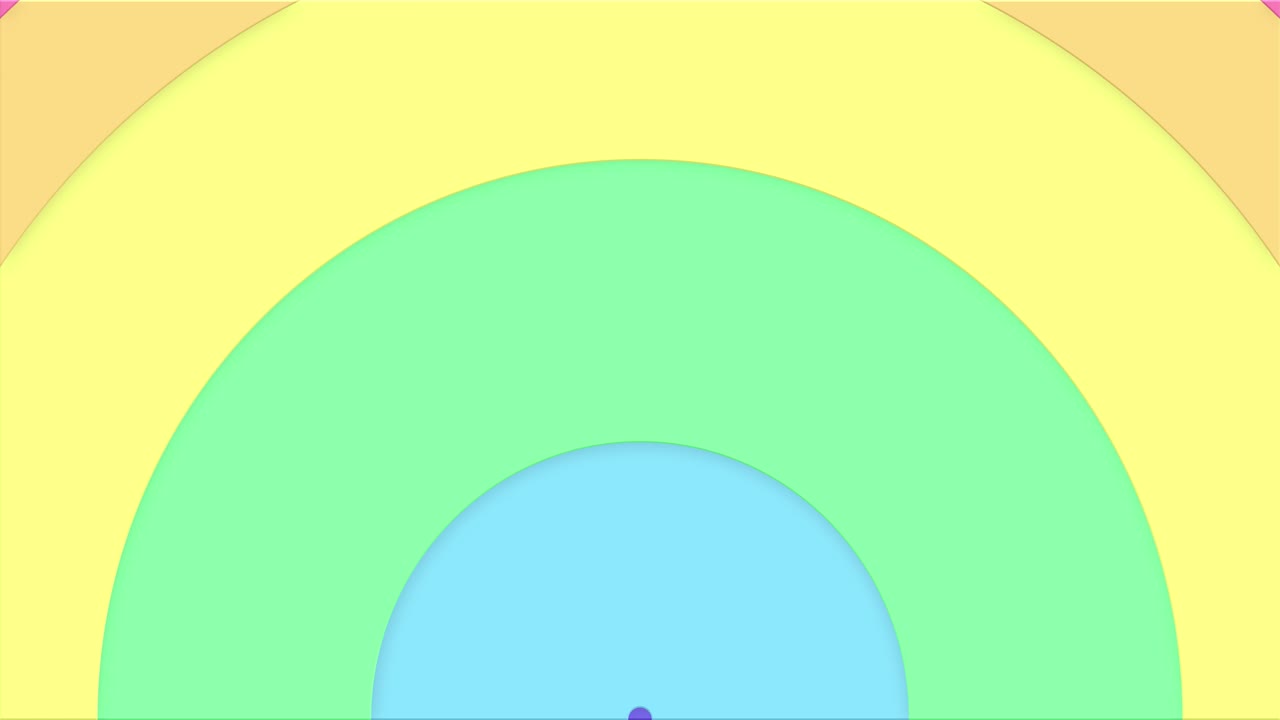 만화 스타일의 무지개 색상으로 최면 패턴의 애니메이션