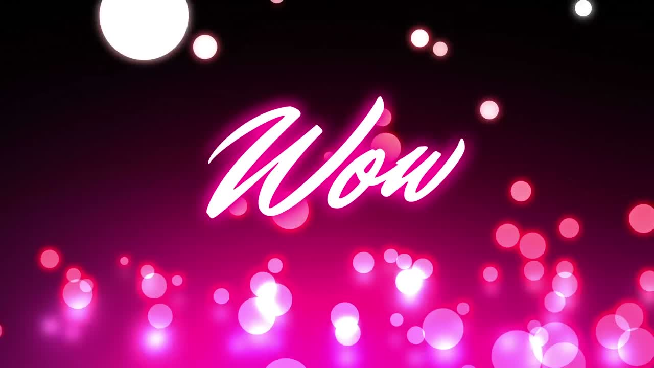 비디오 컴퓨터 게임 화면에서 와우라는 단어의 애니메이션