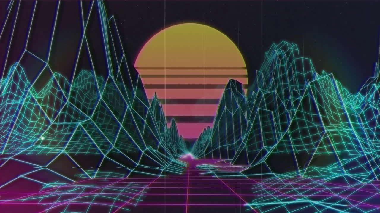 태양과 메타버스 패턴 배경의 애니메이션