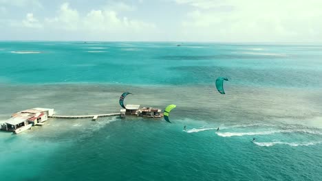 los roques venezuela -caribbean-sea-fantastic-landscape kitesuf in clear crystal water, from drone