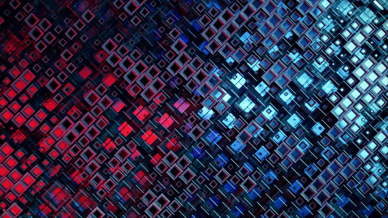 Abstract Geometric Pattern of Glowing Squares