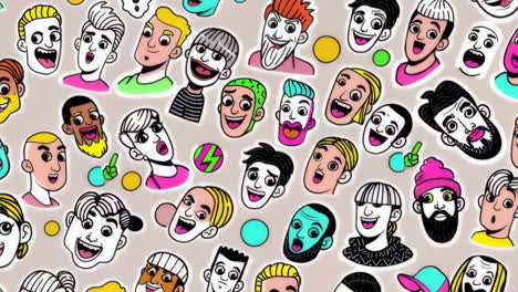 collection of happy cartoon faces