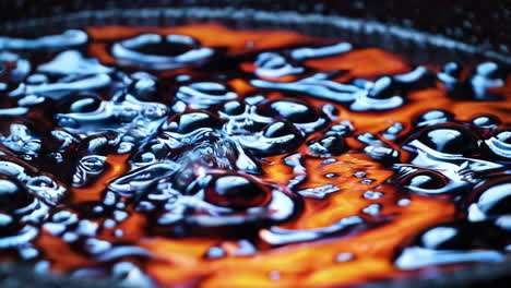 abstract liquid surface with blue and orange reflections