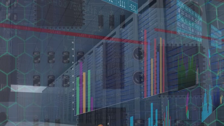 Animation of financial data processing over computer server