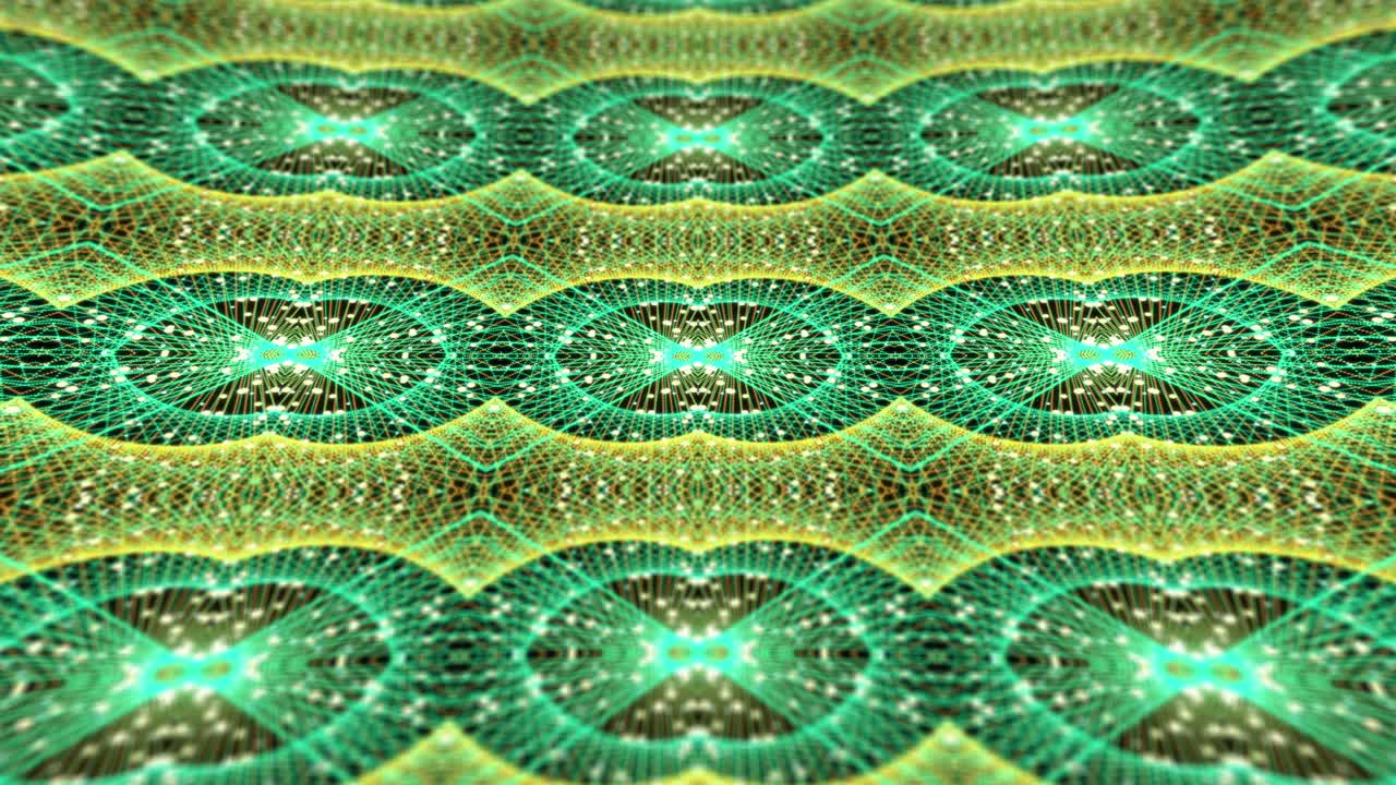 fondo caleidoscópico para yoga, meditación, fitness, clubes, etc. bucle sin costuras abstracto animación fractal de mandala digital moderna. concepto de gráficos de movimiento de cuadrícula de partículas florales multicolores 4k
