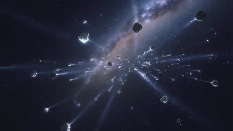 campo de asteroides en el espacio profundo