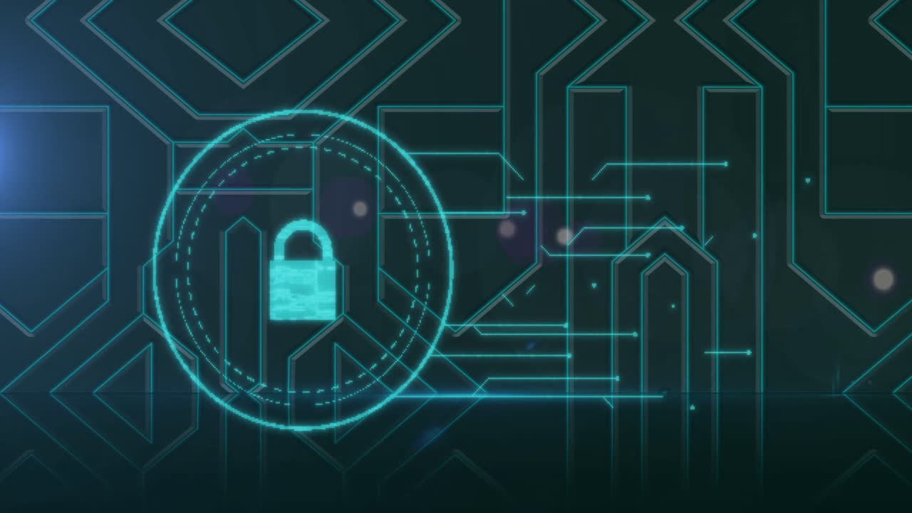 animación del candado de seguridad en línea parpadeando sobre un fondo verde