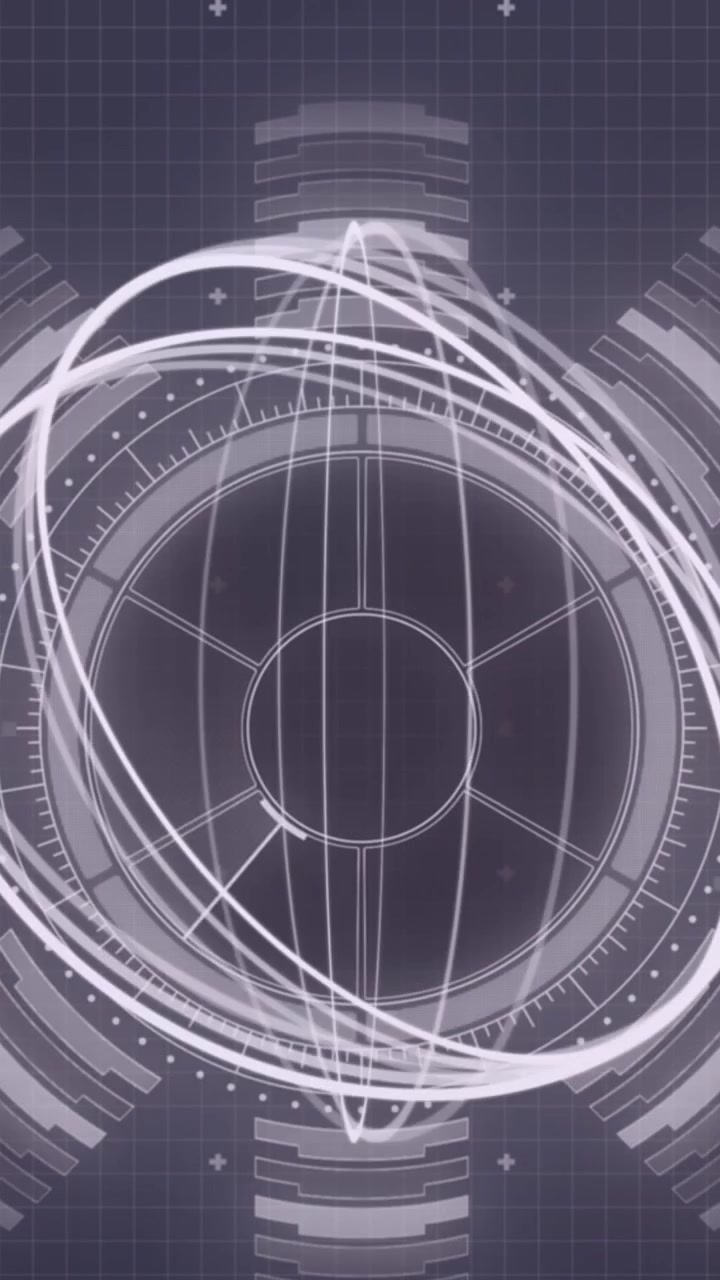 Animazione di cerchi rotanti ed elaborazione dati su sfondo blu navy