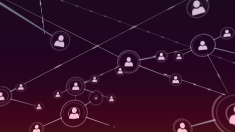 animación de iconos de perfiles conectados con líneas contra un fondo de gradiente.