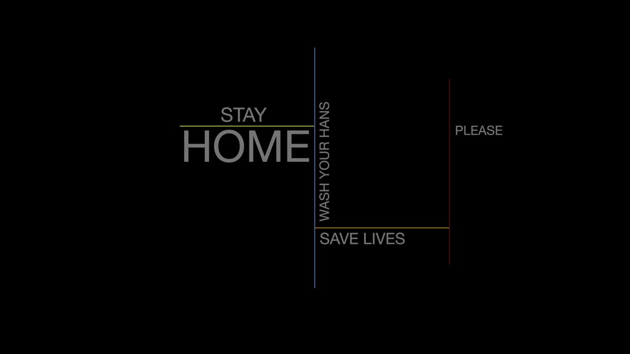 사회적 거리 두기, 손 기, 생명을 구하라, 검은 바탕에 애니메이션 제목 3d