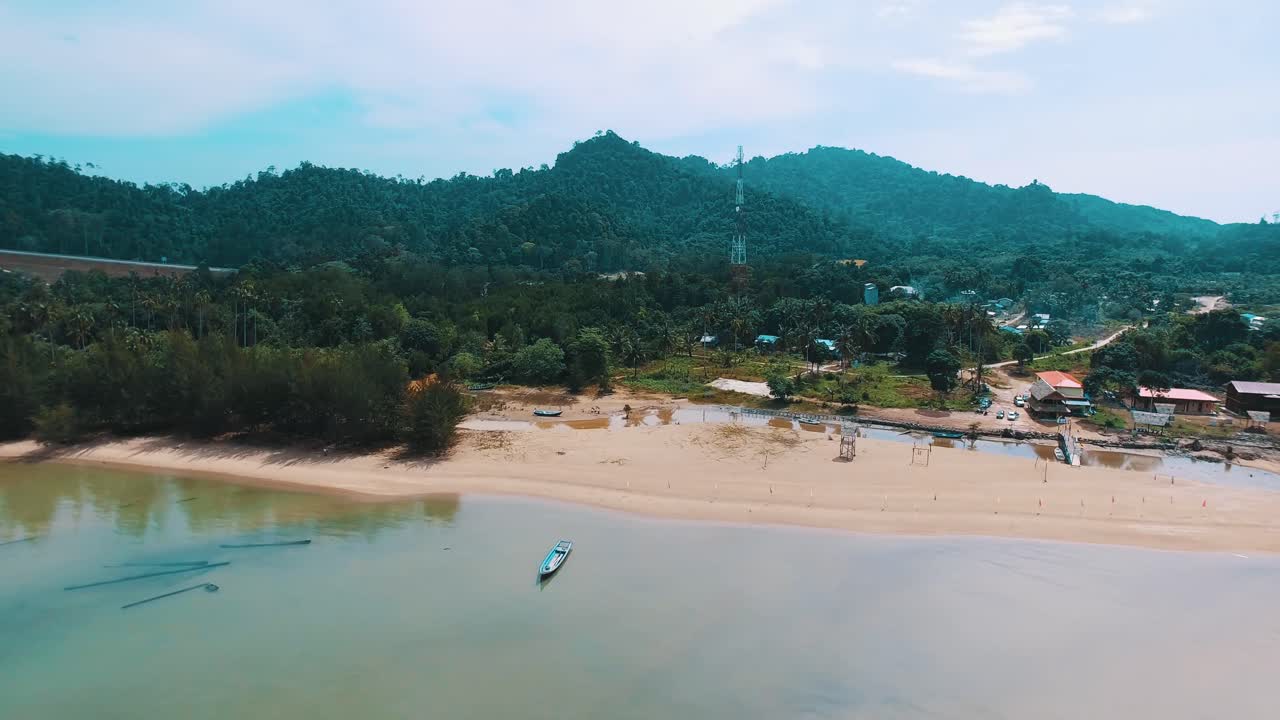 Beautiful Ariel View White Sandy Beach Telok Serabang Sematan