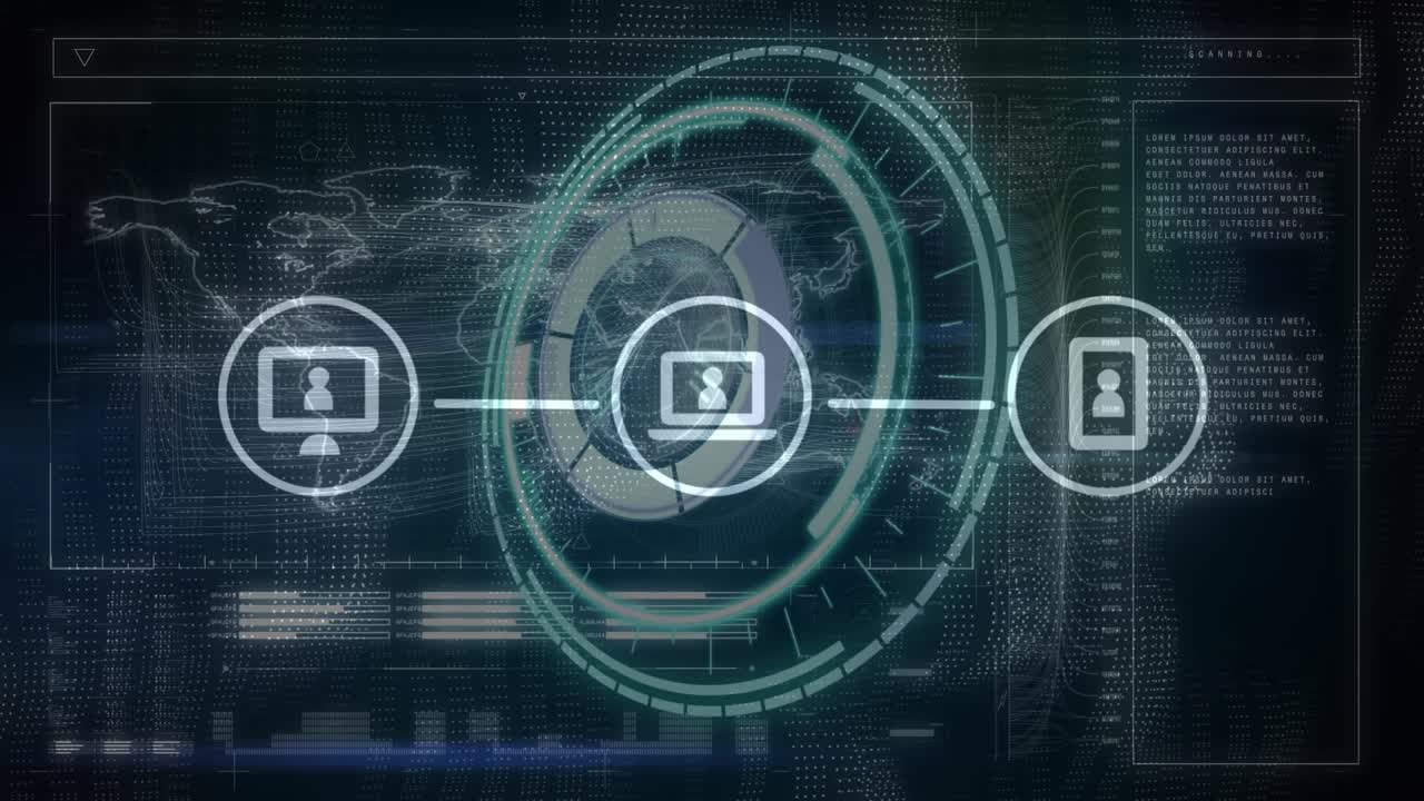 Animation of scope scanning with network of connections