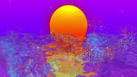 animación de formas sobre el mar y el sol