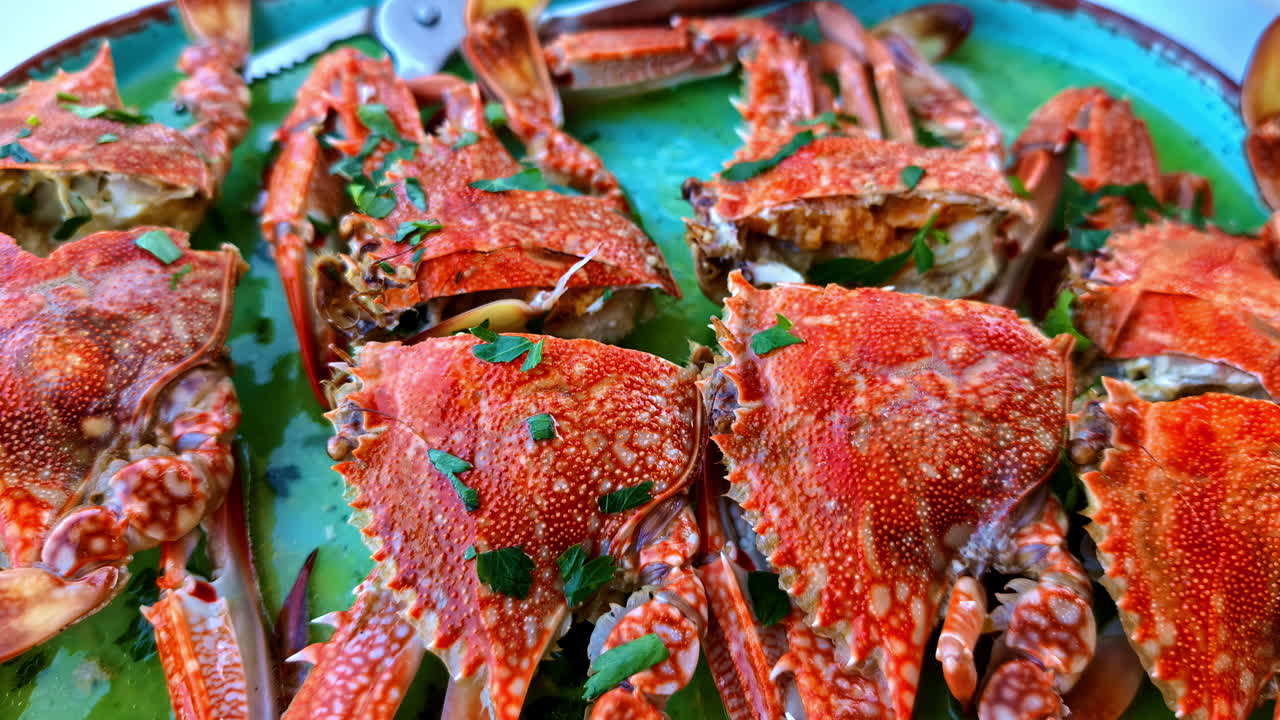 Delicious Cooked Crabs on a Plate