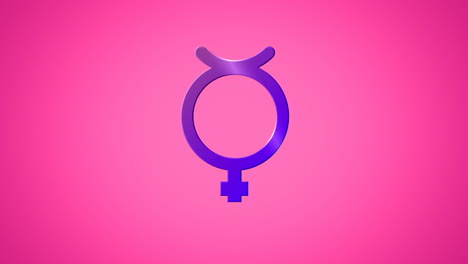 animation of purple non binary symbol on pink background