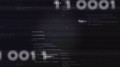 animación del procesamiento de datos y números en fondo negro