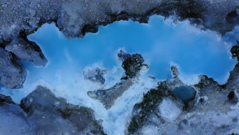 blue hot spring pools, hot creek geological site, travel destination, aerial top down