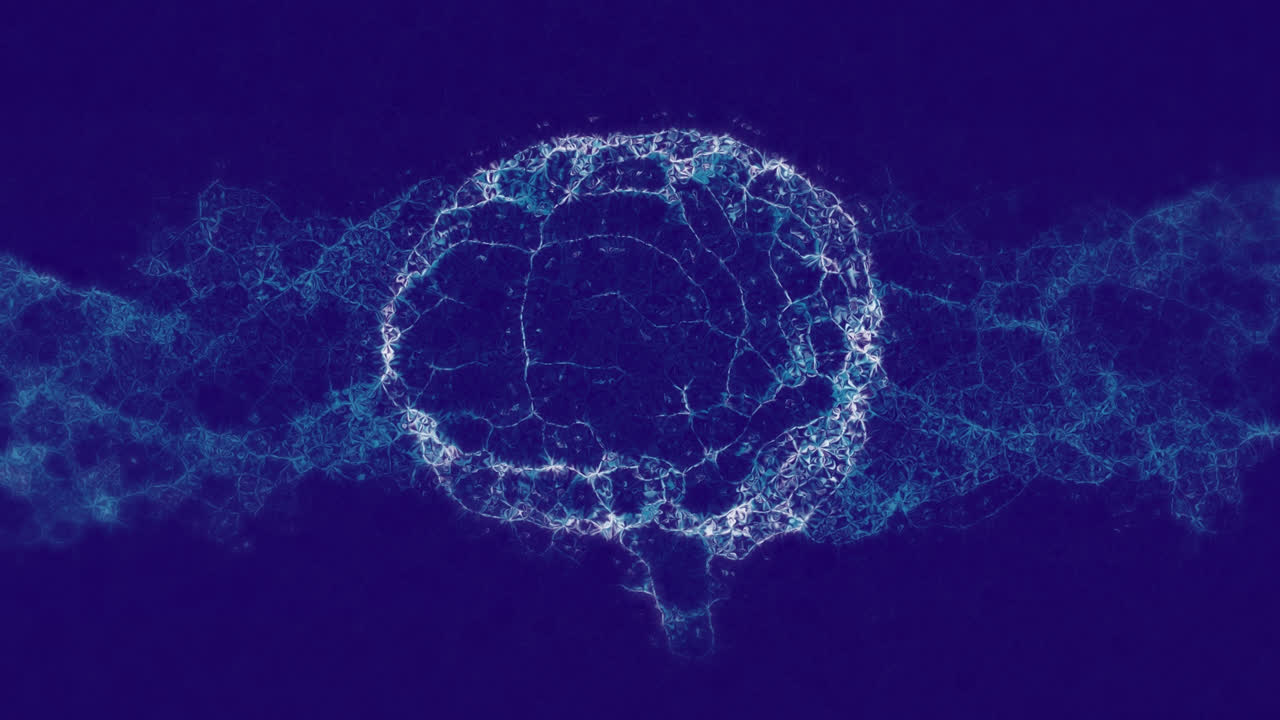 Animation of digital brain model over blue background