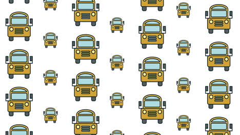 animation of school bus icons moving on white background