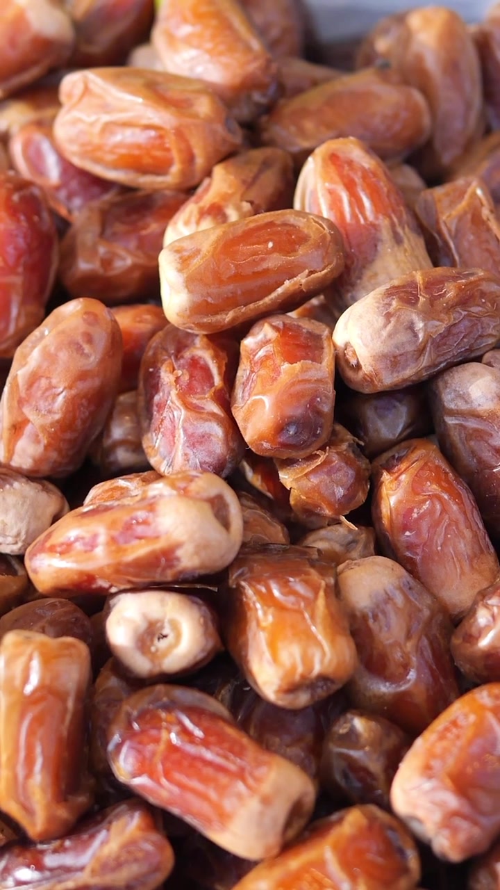 Close-up of Fresh Dried Dates in a Pile