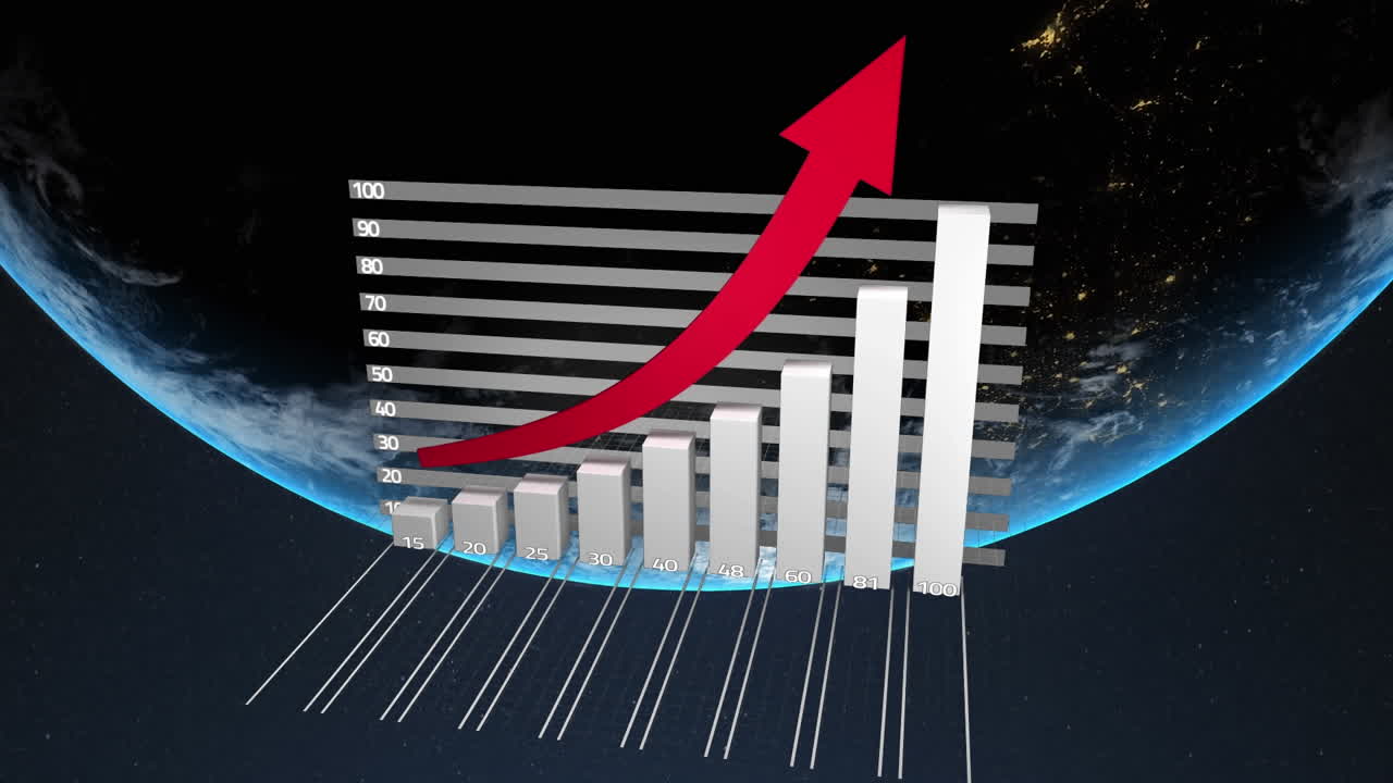 Animation of data processing and statistics over globe