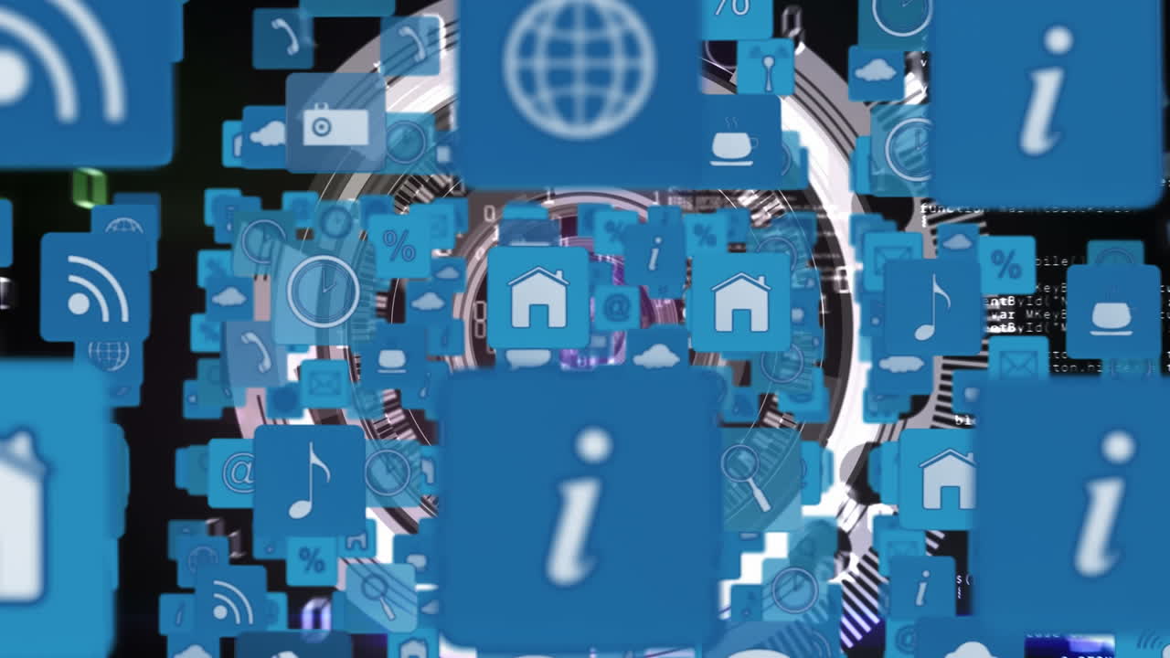 코드가 있는 인터넷 아이콘과 기호