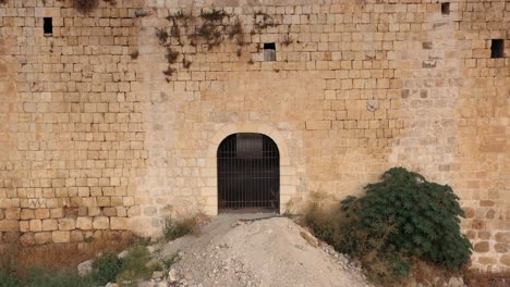 ruined stone castle with restoration work