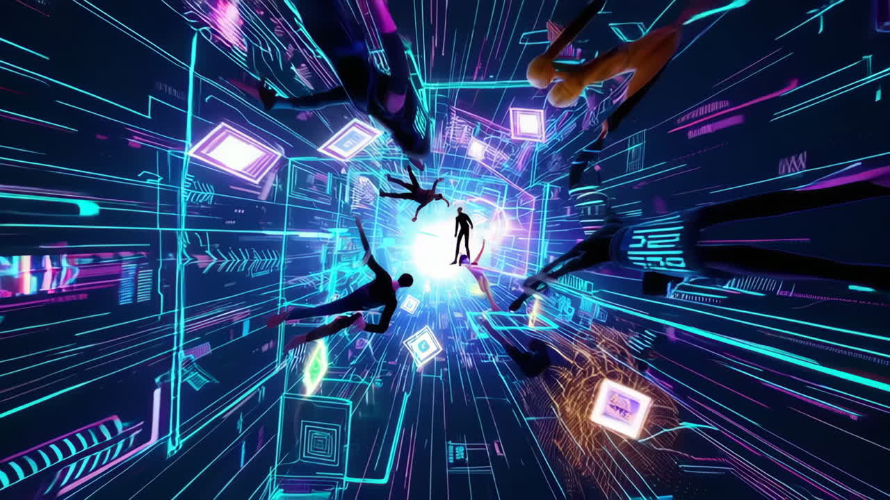 Dynamic Journey Through a Futuristic Digital Portal