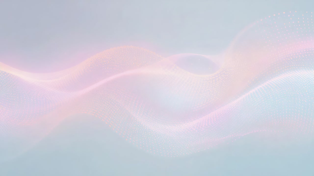 Starting loop, pastel ribbons drifting across blue canvas, highlights tracing curves for decoration