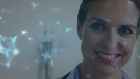 animación de moléculas que caen sobre las mujeres