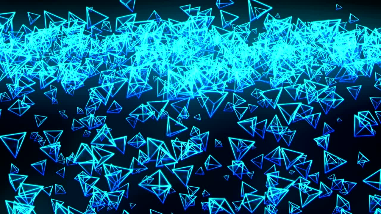 글로벌 비즈니스 네트워크, 검은 바탕에 파란 피라미드, 루프 글리터 애니메이션